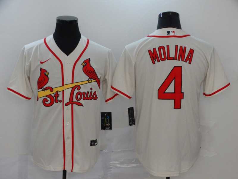Cardinals 4 Yadier Molina Cream 2020 Nike Cool Base Jersey,We sell and wholesale Cardinals 4 Yadier Molina Cream 2020 Nike Cool Base Jersey on line form chian!